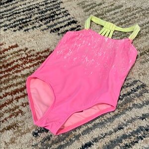 Arizona Jean Company Pink and Yellow One Piece Swimsuit